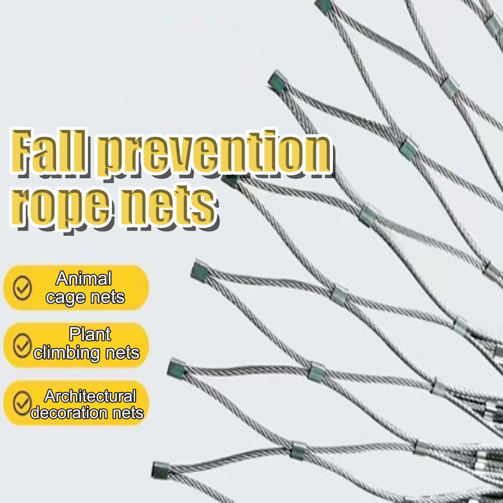 Flexibles Sicherheitsnetz für Treppenschutz, langlebiges 304 Edelstahl-Seilnetz, dehnbares Balustraden-Füllnetz, Mehrzweck-Zoo-Sicherheitsnetz (4'/13.1' x 9.8')