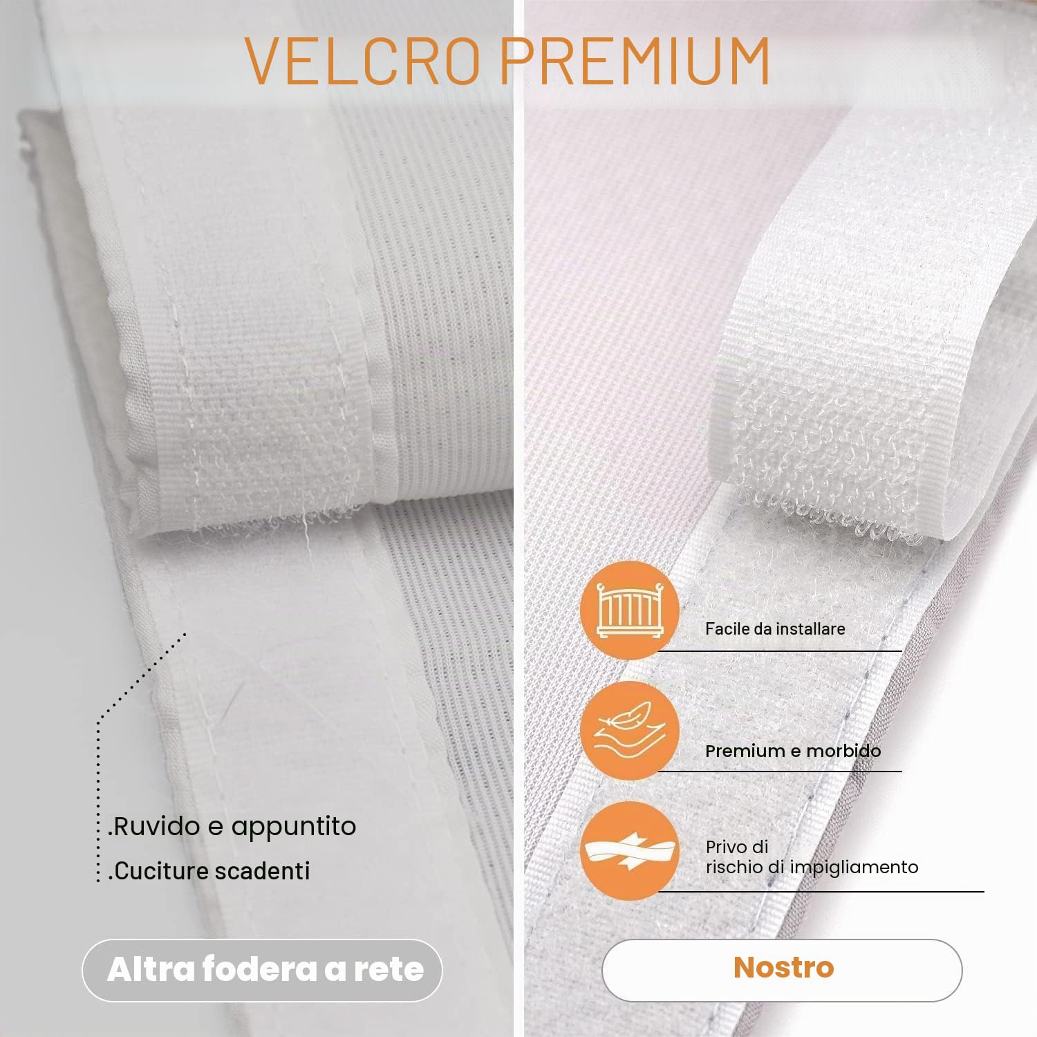 Set di 2 paracolpi traspiranti in rete per lettino, imbottiture per un sonno sicuro e confortevole, design regolabile, 32 x 22 cm, leggero e resistente, bianco