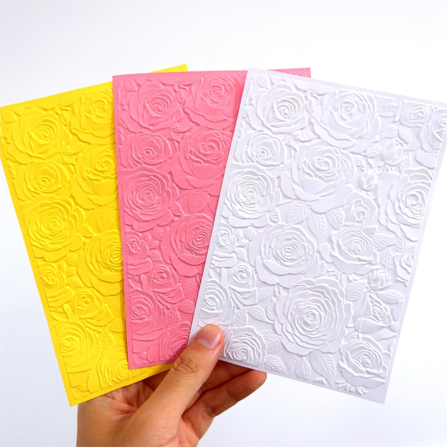 DIYology DIYology 3D Roses Background Embossing Folders for Card Making, Rose Floral Texture Embossing Folder Template for DIY Paper Crafts Scrapbooking Polymer Clay Decoration