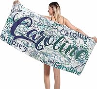 Vista 26 de Interestprint Toalla de playa personalizada con logotipo de secado rápido para él y ella, toalla de playa personalizada con texto blanco y morado