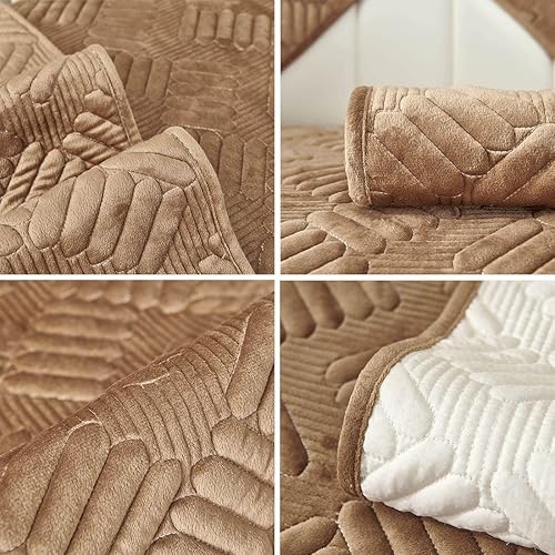 Miniatura 7 de vctops Funda de sofá de terciopelo antideslizante, acolchada, súper suave, funda para sofá, funda geométrica cálida en forma de L para perros, niños