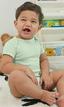 KOH KOH Kids Short Sleeve Cotton Solid Lap Shoulder Baby Bodysuit