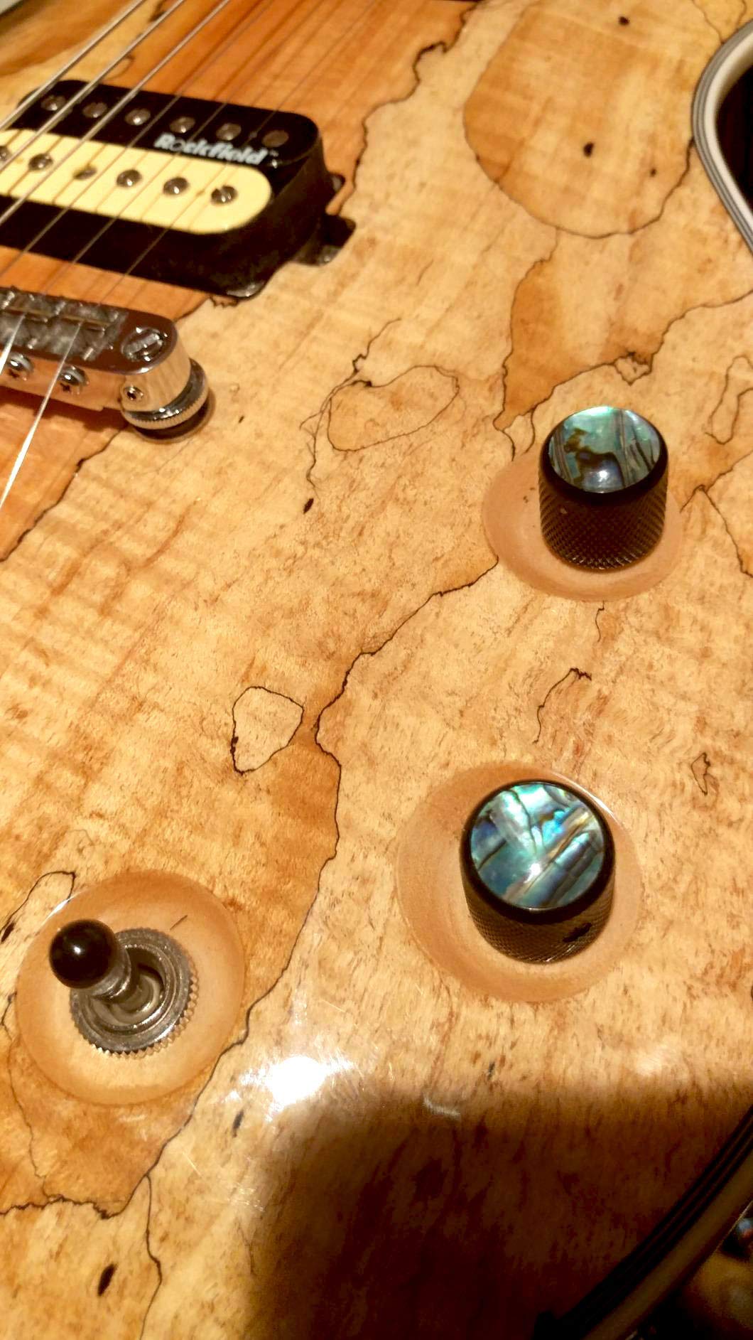 Dopro 2 szt. czarne gałki kopułkowe do gitary Telecaster Abalone Gałki basowe ze śrubą ustalającą i kluczem
