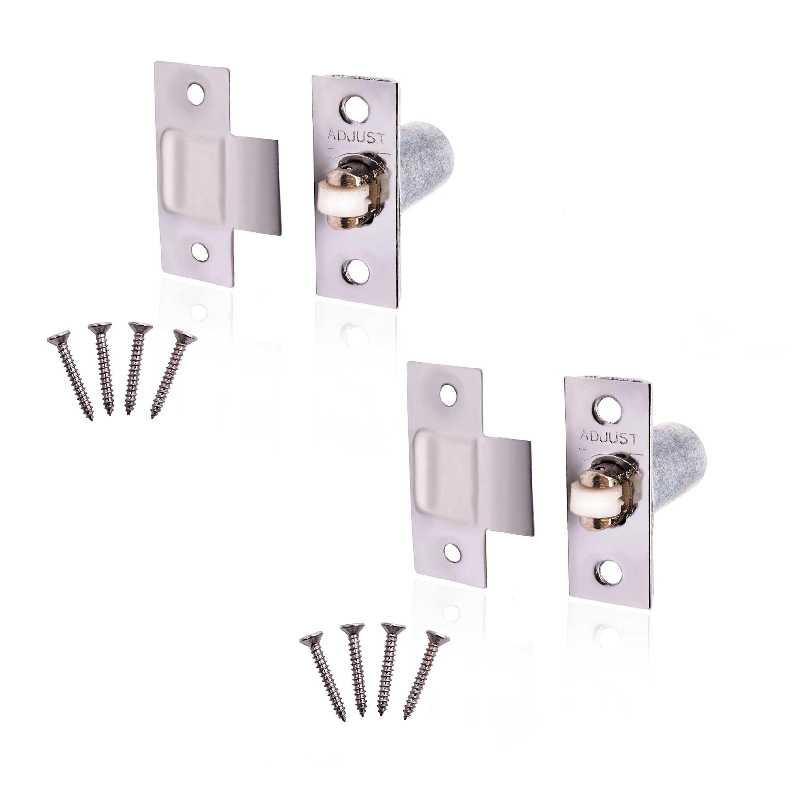 Eai Nickel Plated Adjustable Roller Catch Spring Loaded Latch Lock For Internal Doors | | Pack Of 2