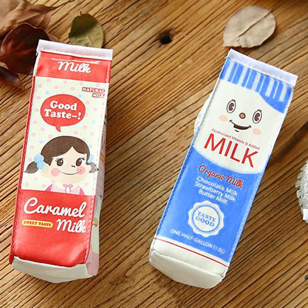 3er Pack Milchtüten-Federmäppchen – Süße Stiftehalter Für Kinder, Aus PU