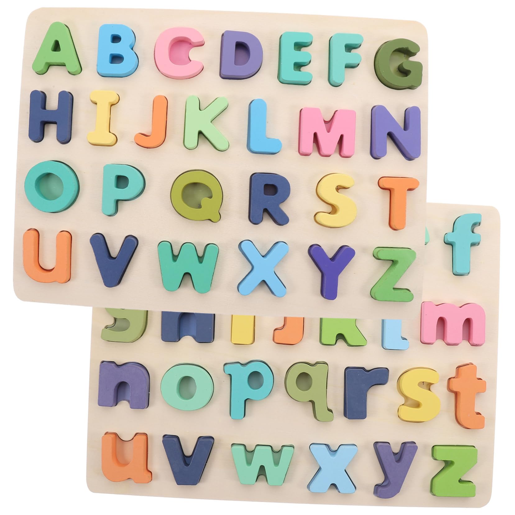 Puzzle Alfabetico in Legno per Bambini, 2 Set, Gioco Educativo | Festa Scuola Decor, Alfabeto Inglese, Lettere e Numeri, Puzzle Lettere Alfabeto