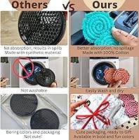 Vista 2 de Posavasos de algodón para portavasos de automóvil, 2 posavasos de automóvil, soporte para bebidas, bonitos accesorios para portavasos para mujeres