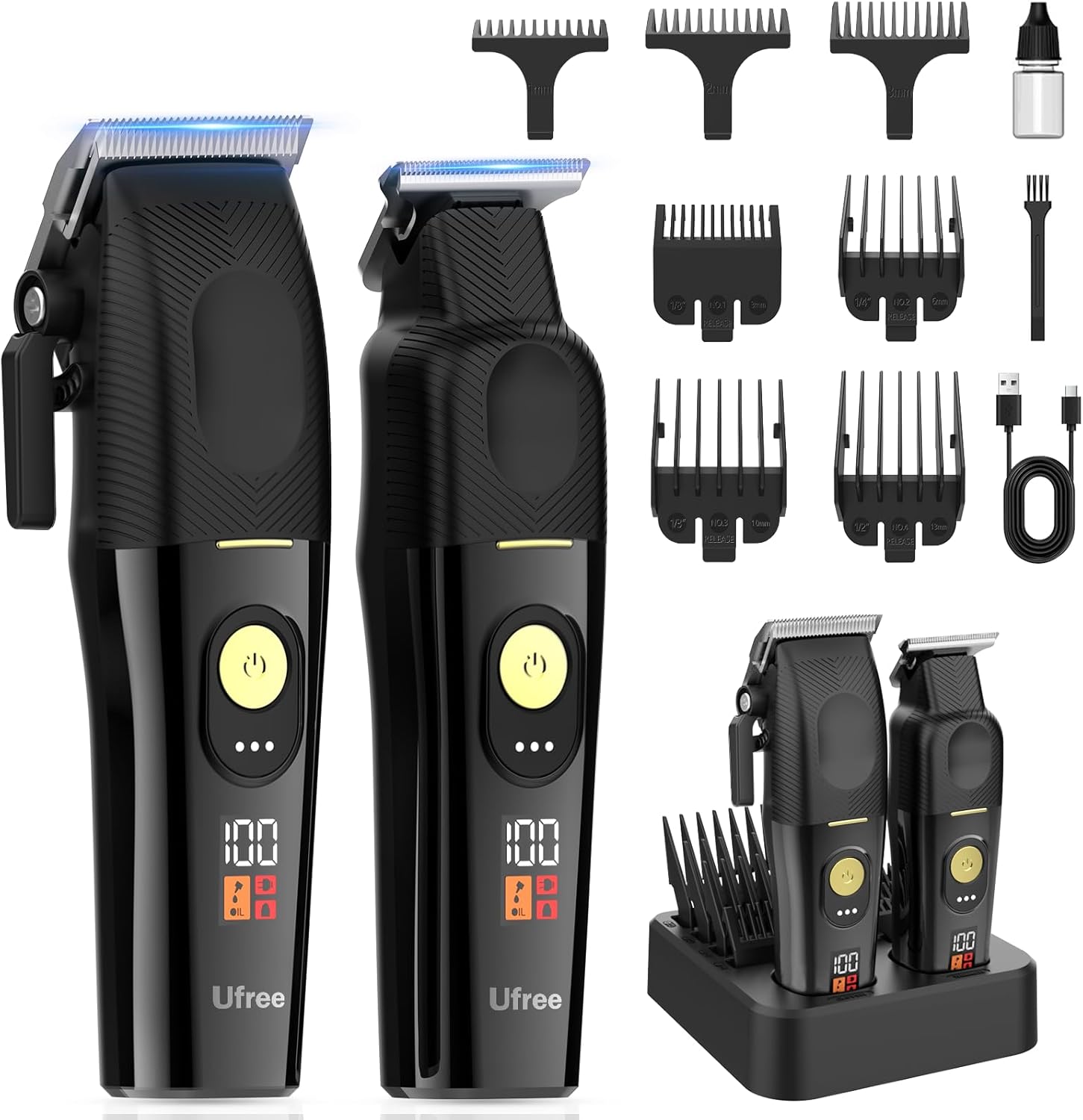 Ufree Hair Clippers for Men Professional, Cordless Barber Clippers and Trimmers Set, Hair Cutting Kit with Storage Stand, Electric Shaver, Gifts for Men