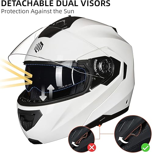 Miniatura 3 de ILM Cascos de motocicleta para adultos con doble visera ampliada ventilaciones modulares de cara completa Cascos para motos hombres mujeres DOT