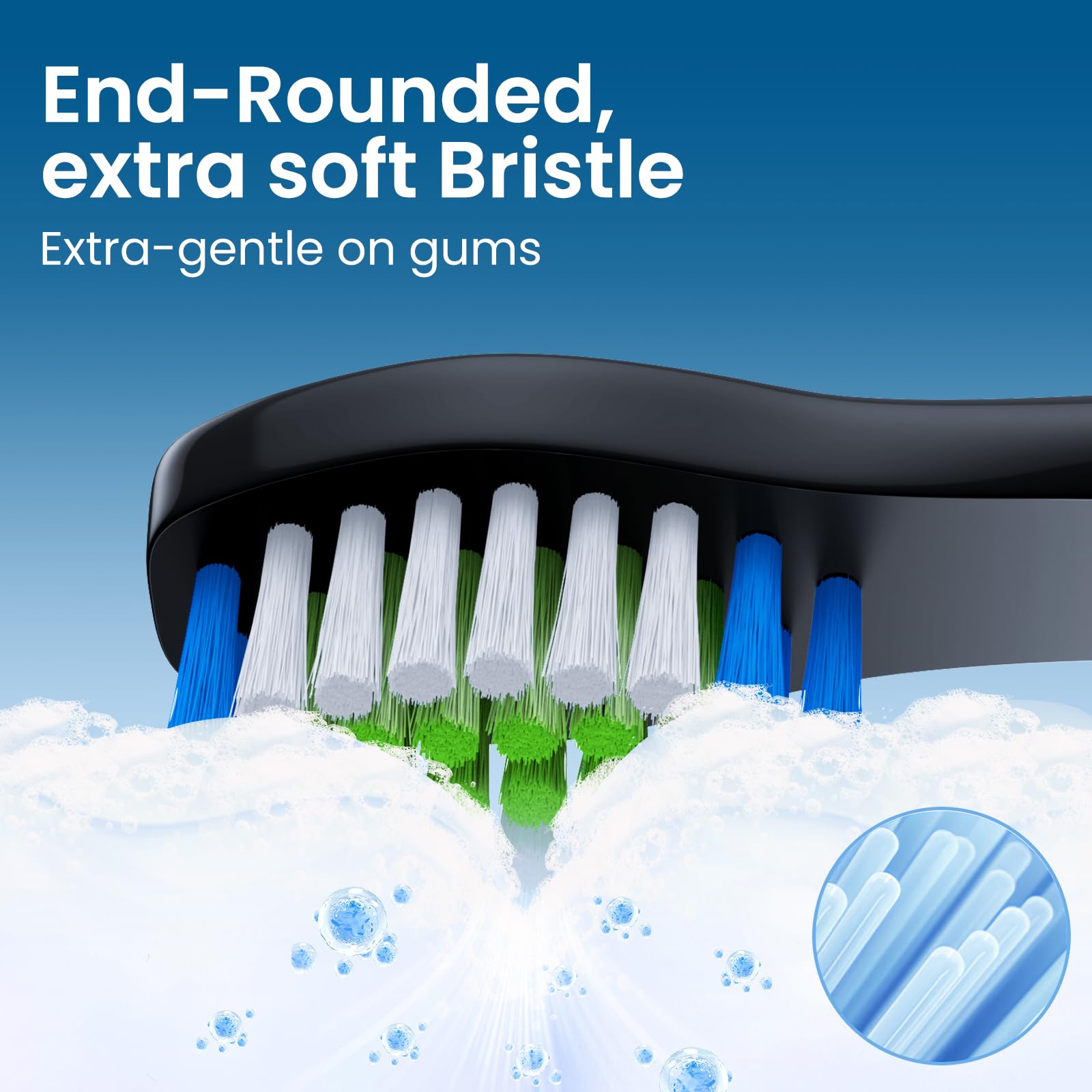 Cabezales de repuesto para cepillo de dientes (10 unidades) compatibles con cepillo de dientes recargable Bitvae Daily D2, cabezales de cepillo de dientes D2, color negro