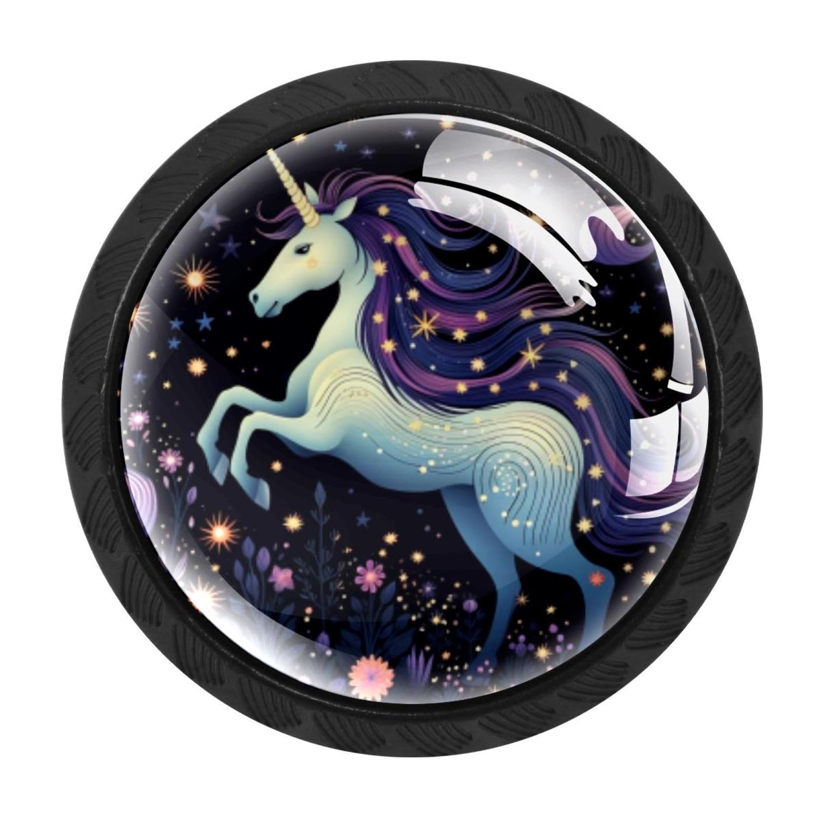 Chenzzzz Multicolored 08 Starry Unicorn Drawer Knobs 4 Pack Crystal Dresser Knobs 35Mm Glass Cabinet Knobs For Home Office Bathroom
