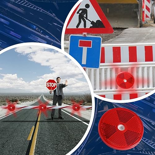 Miniatura 6 de Abnaok Paquete de 12 reflectores delanteros redondos para valla de entrada, postes de puerta, remolques, reflectores de seguridad, automóviles,