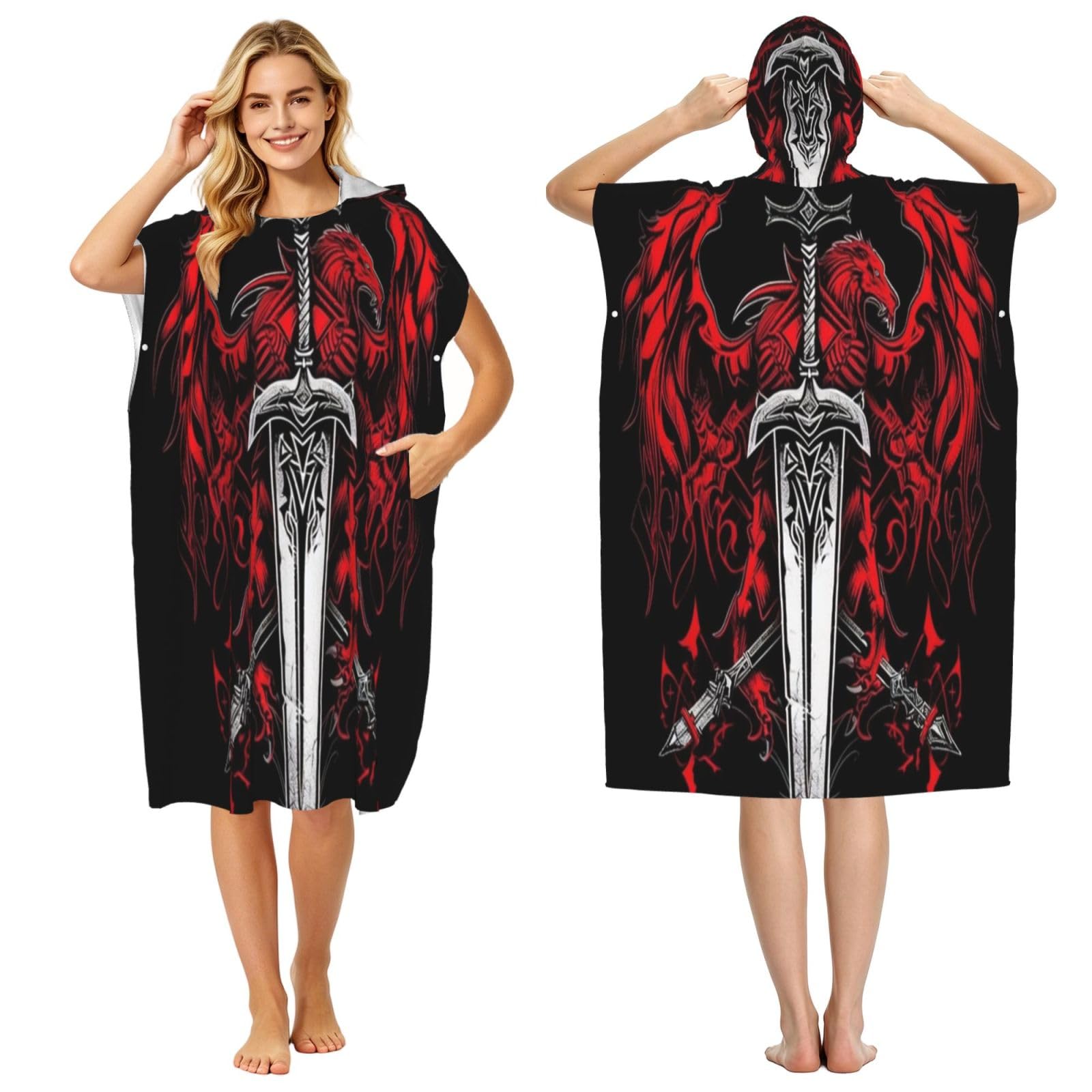 DTHKJNLSF Legend Of The Giant Blade Adult Hooded Beach Poncho Towel