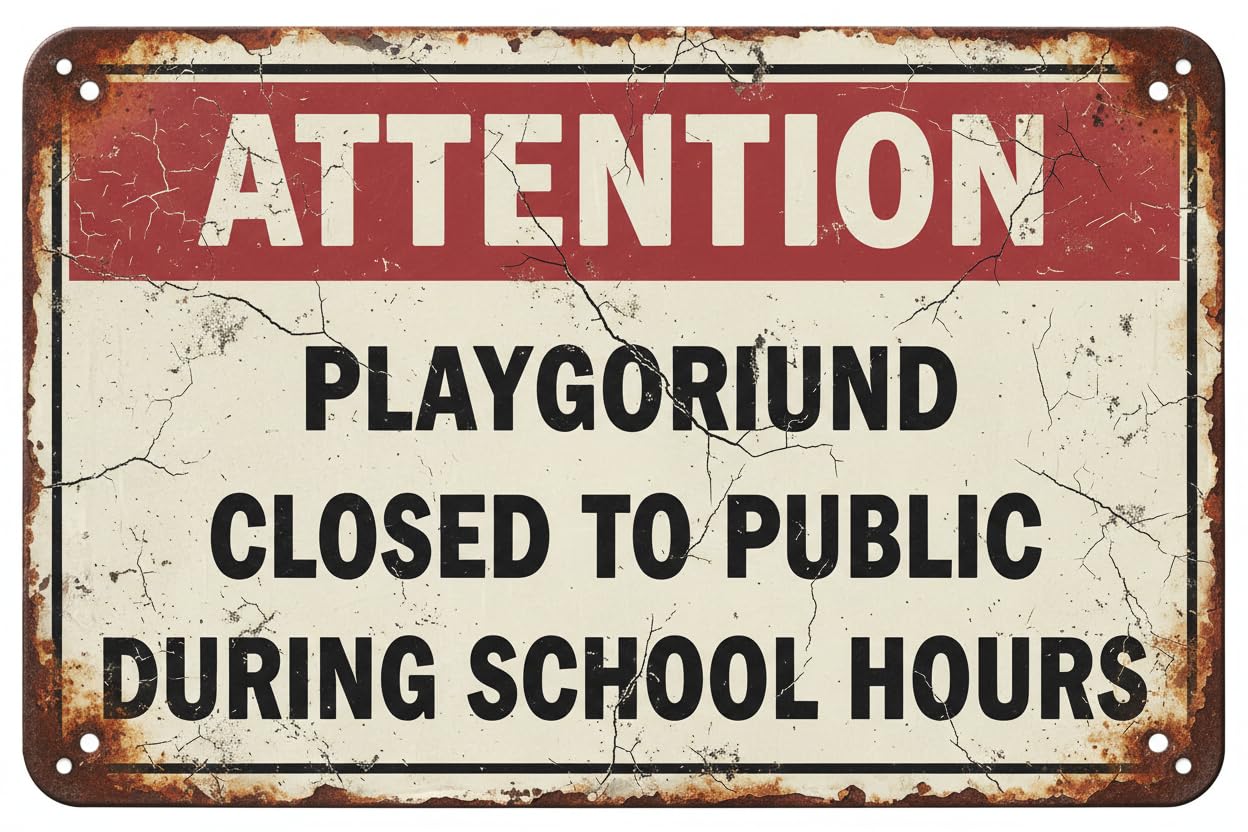 Wall Decor Attention Playground Closed To Public During School Hours Sign. 8x12Inch Metal Vintage Signs Aluminum Plates Printed
