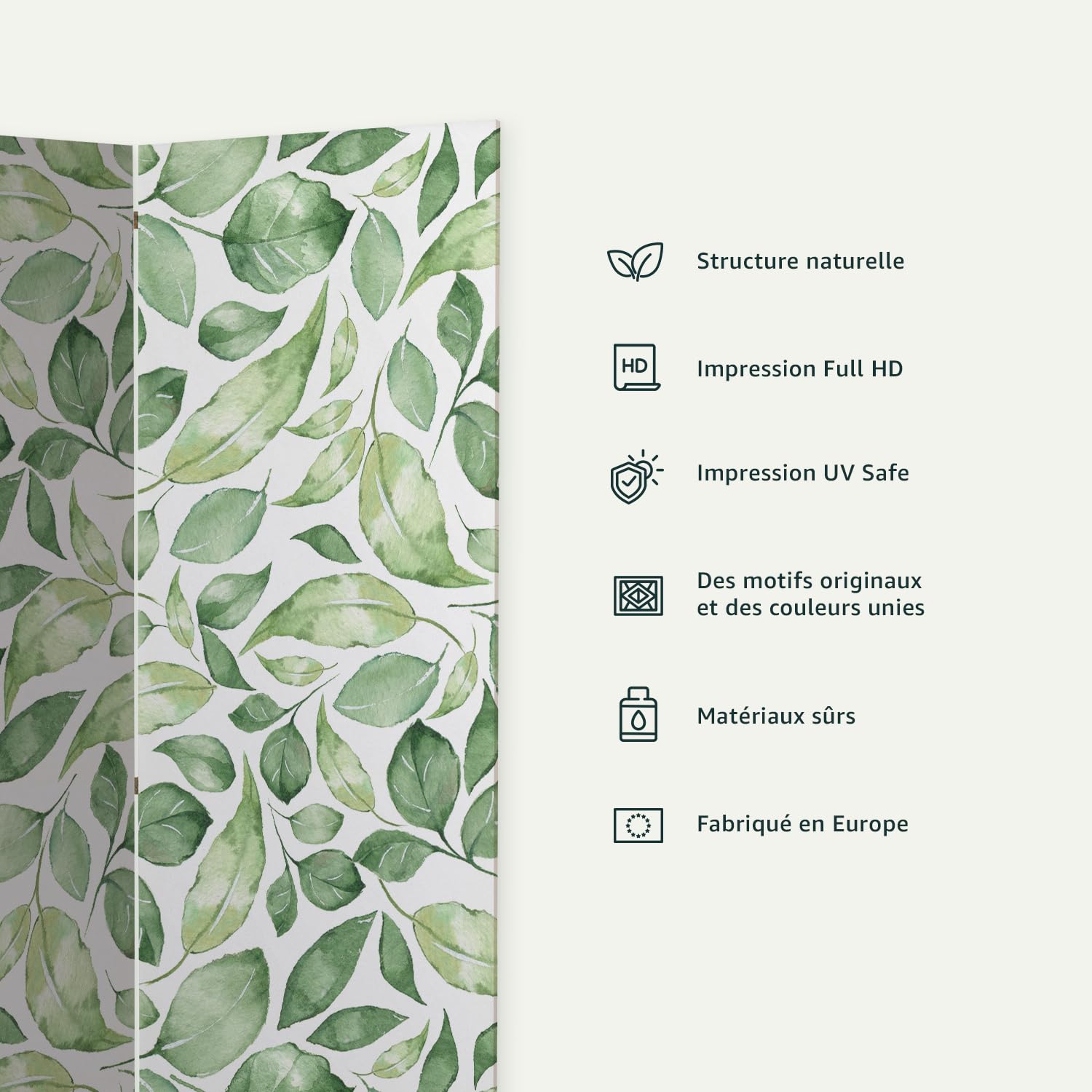murando - Paravent intérieur unilatéral 135x172 cm - Séparateur de pièce en Bois Naturel avec Toile imprimée d'un côté, pour Chambre à Coucher - Brume matinale Forêt mystérieuse c-C-0242-z-b