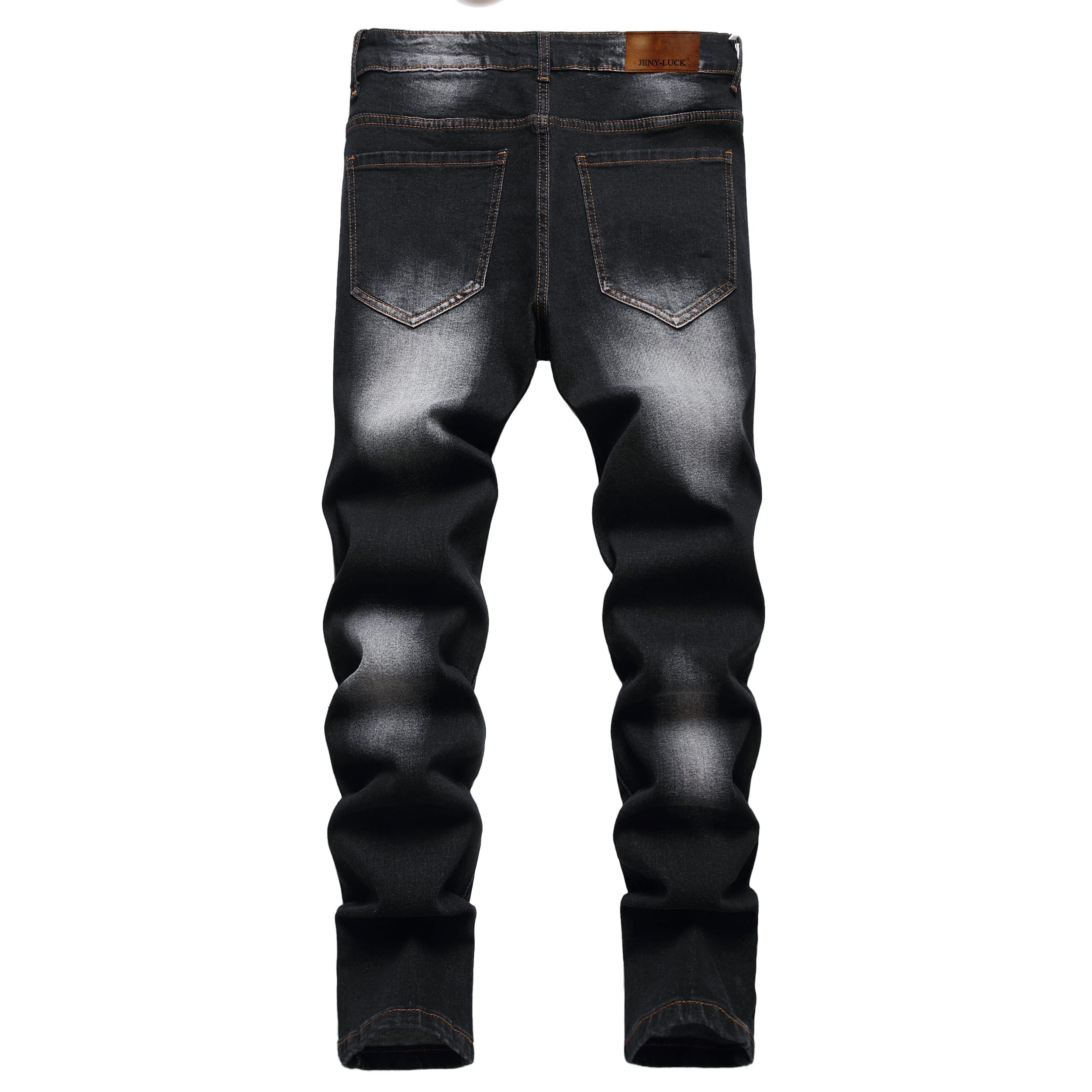 Jeans da uomo, slim fit, elasticizzati, strappati, per uomini, casual, alla moda, stile skinny
