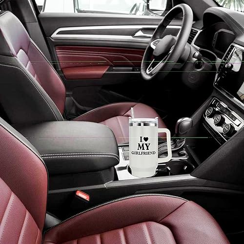 Miniatura 5 de Taza térmica de viaje con tapa y pajita, con texto en inglés "I Love My Girlfriend", de 40 onzas, regalo para mamá