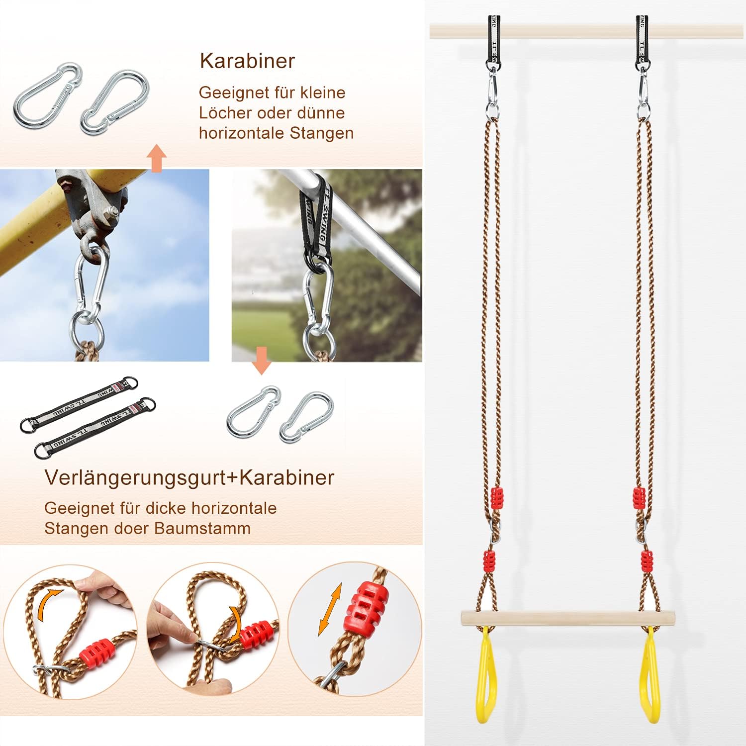 Etercycle Multifunctional Childrens Wooden Trapeze Swing for Hanging ...