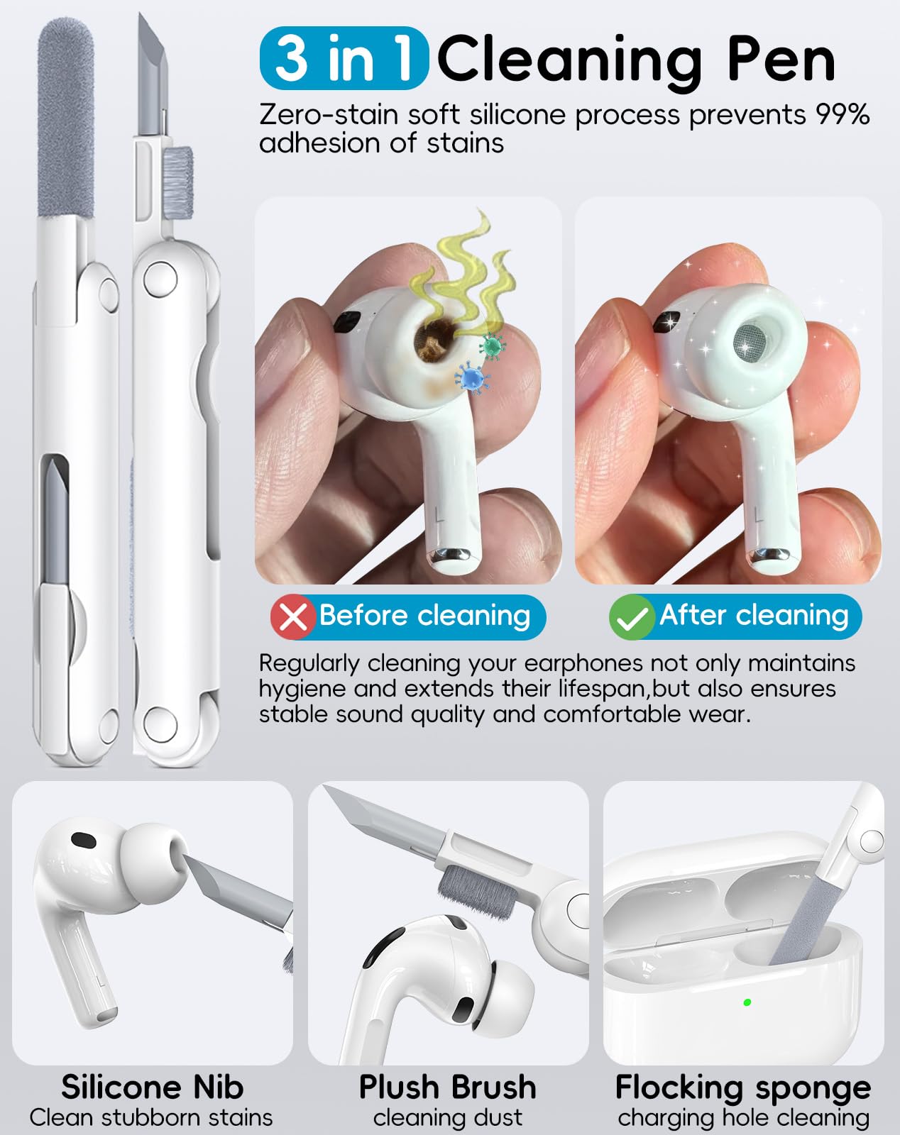 Zamienne Końcówki do AirPods Pro 3, Pomarańczowy - (XXS/XS/S/M/L) | 5 Pary, Antypoślizgowe, Miękki Silikon, Delikatne dla Skóry, Wygodne w Noszeniu, z Pudełkiem do Czyszczenia i Przechowywania