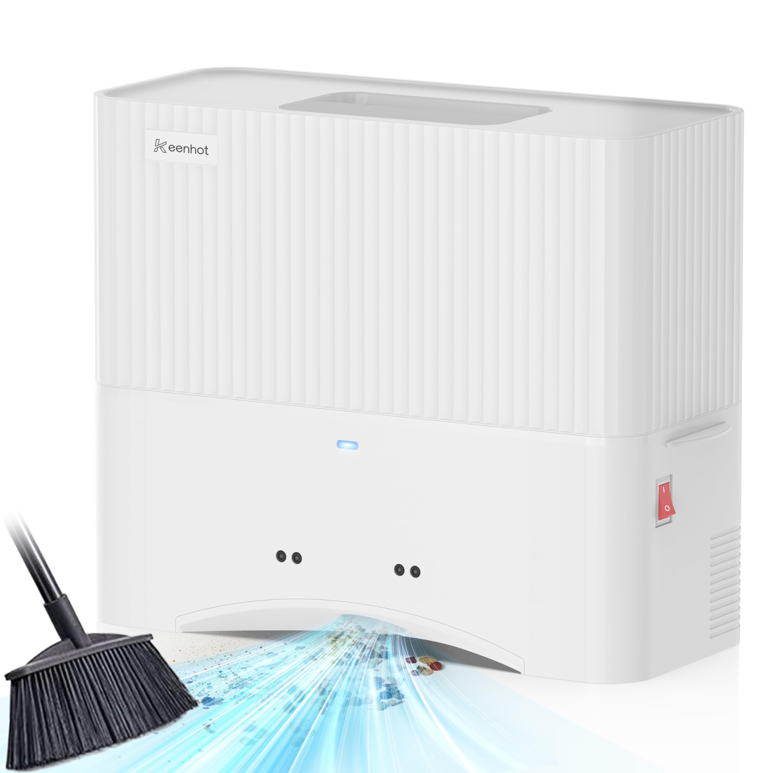 Keenhot Touchless Vacuum Automatic Dustpan, Stationary Canister Vacuums for Salons Pet Hair Food Dirt, Home Kitchen Compact Space-Saving Electric Dustpan Vacuum Cleaner, 17000Pa Strong Suction（White）