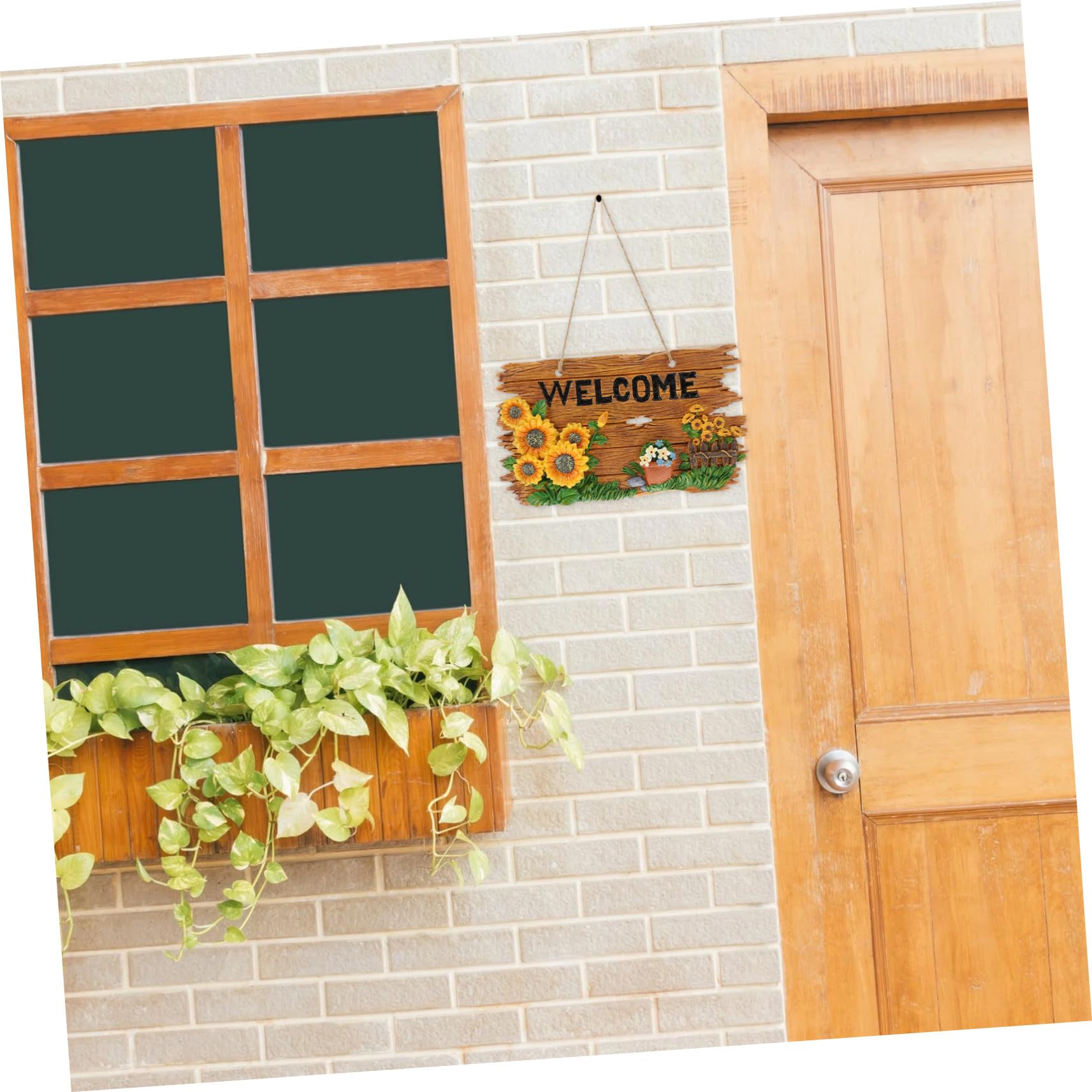 Großes Rustikales Resin Türschild mit Holzmaserung Hängendes Willkommen Schild für Haustür Garten Wohnzimmer Dekoratives Hofstil Accessoire für Weihnachten und Einzug
