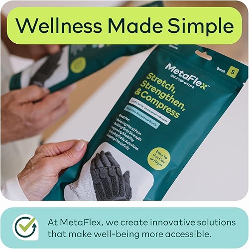 Miniatura 4 de MetaFlex Guantes para aliviar el dolor de artritis, guantes de compresión terapéutica y fortalecedor de agarre portátil, bandas de resistencia