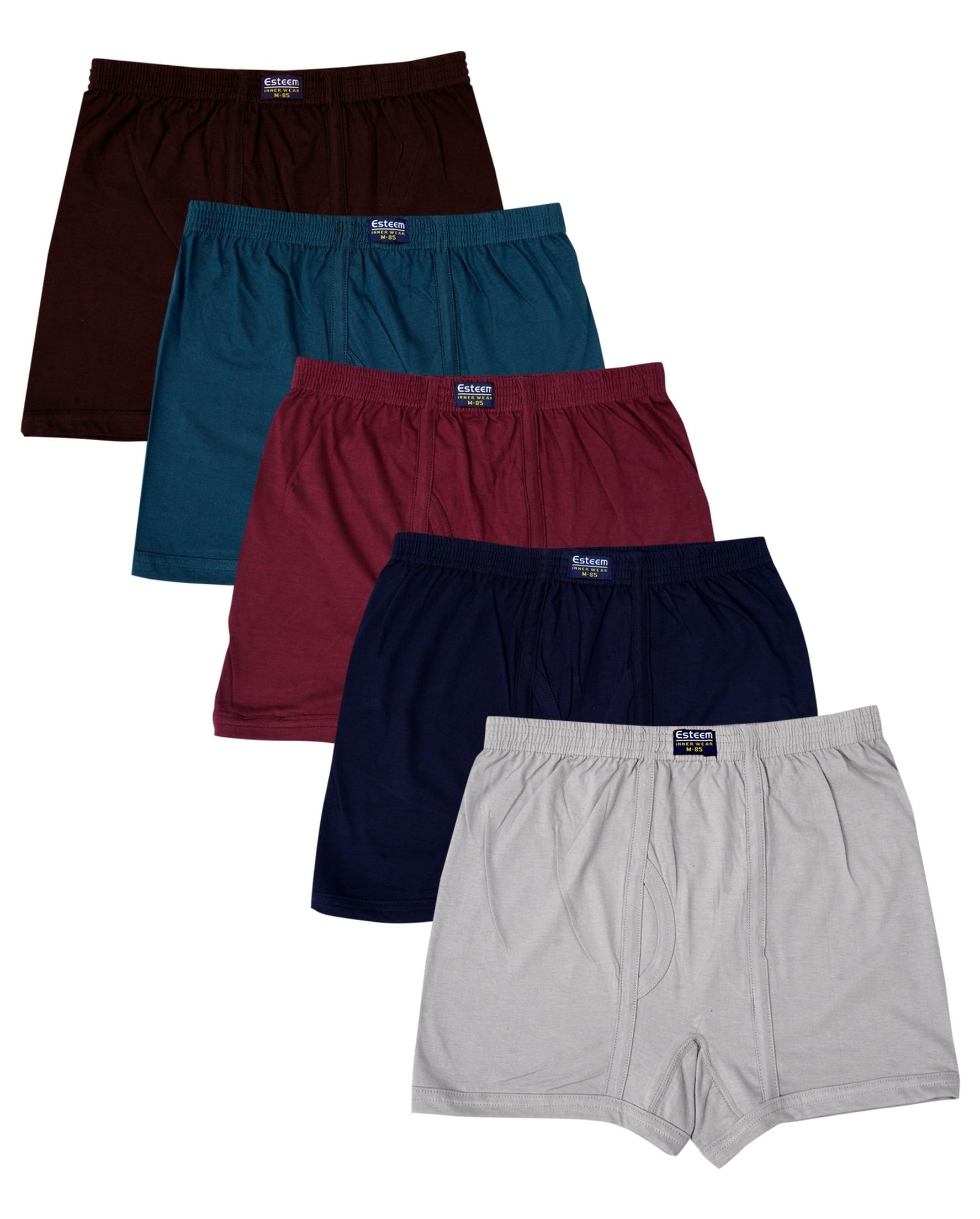Men's Cotton Trunk Underwear | Multicolor Pack of 5 Comfort, Classic Fit