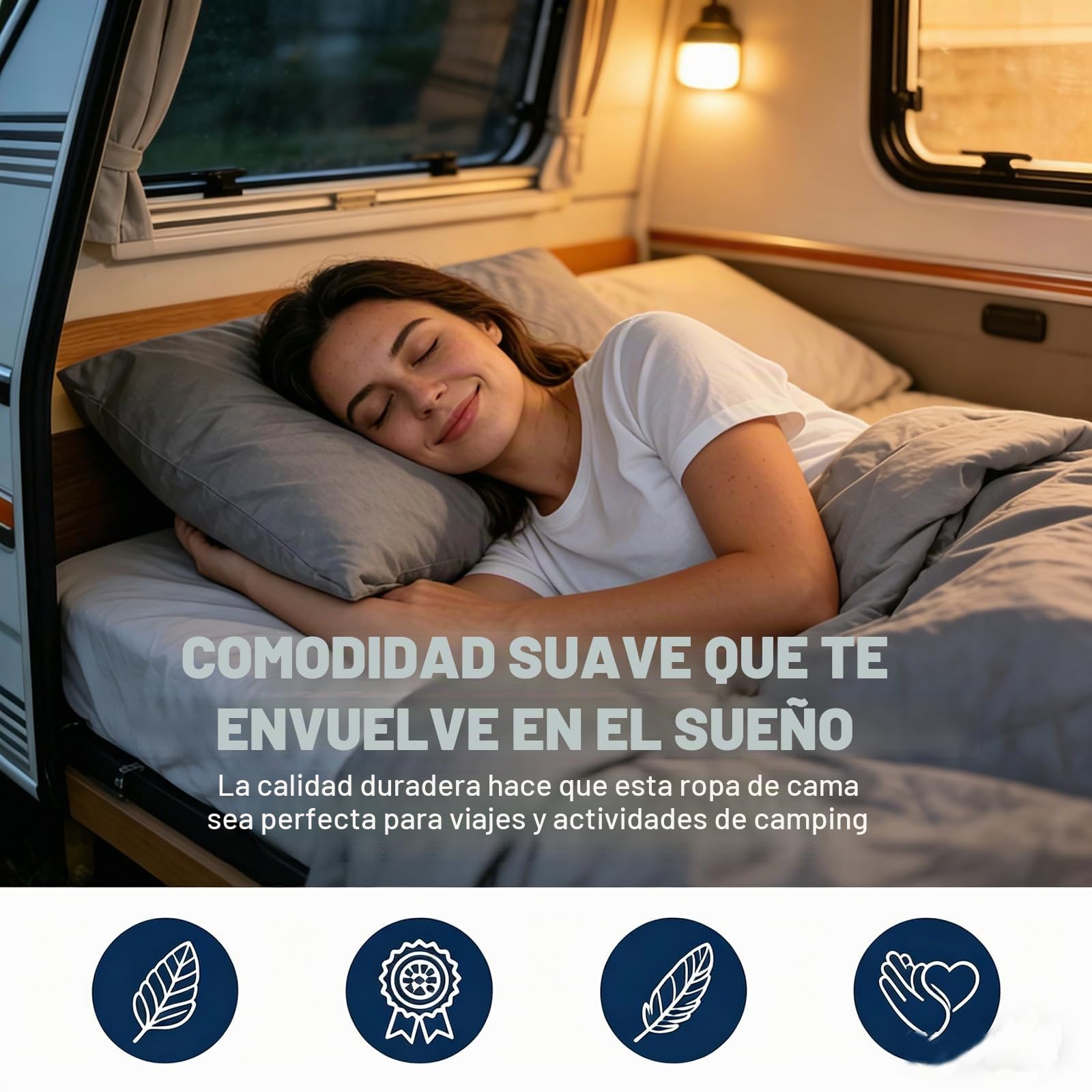 Sábana bajera ajustable para autocaravana, 3 piezas, 70x190-85x210 cm (2X) + 35x130-50x145, sábana bajera ajustable de repuesto para caravanas, campistas, furgonetas, transpirables, lavables