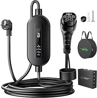 EVJUICION Chargeur Voiture Electrique 16A [3,68kW, 6m] EV Chargeur Type 2, Domestique Cable Recharge Voiture Electrique avec Indicateurs LED, IP67 Portabilité Cable Voiture Electrique avec Sac