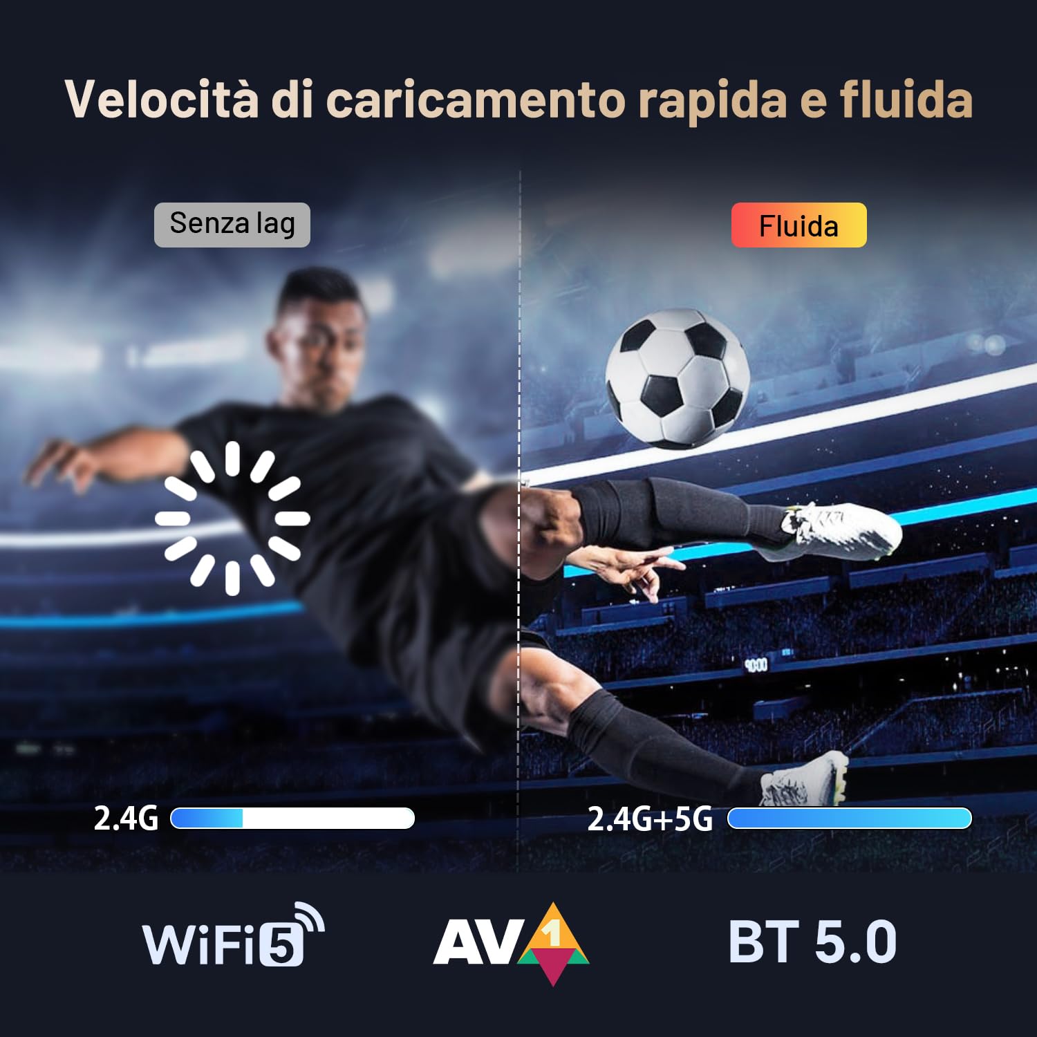 Kinhank TV Box, Smart TV Box 4K HDR10+ UHD, GTV OS, Audio Dolby, Compatibile con Netflix, 2GB+16GB, mirroring dello schermo, lettore multimediale in streaming Voice Assistente WiFi 2.4G+5G, BT5.0