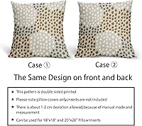 Vista 6 de Fundas de almohada marrón y blancas de 18 x 18 pulgadas, juego de 2 almohadas boho grises con lunares, fundas de almohada modernas estampadas