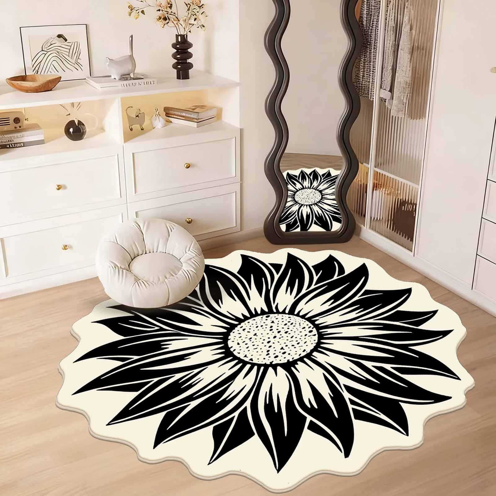 Tapis en forme de fleur pour salon et chambre déco 160cm