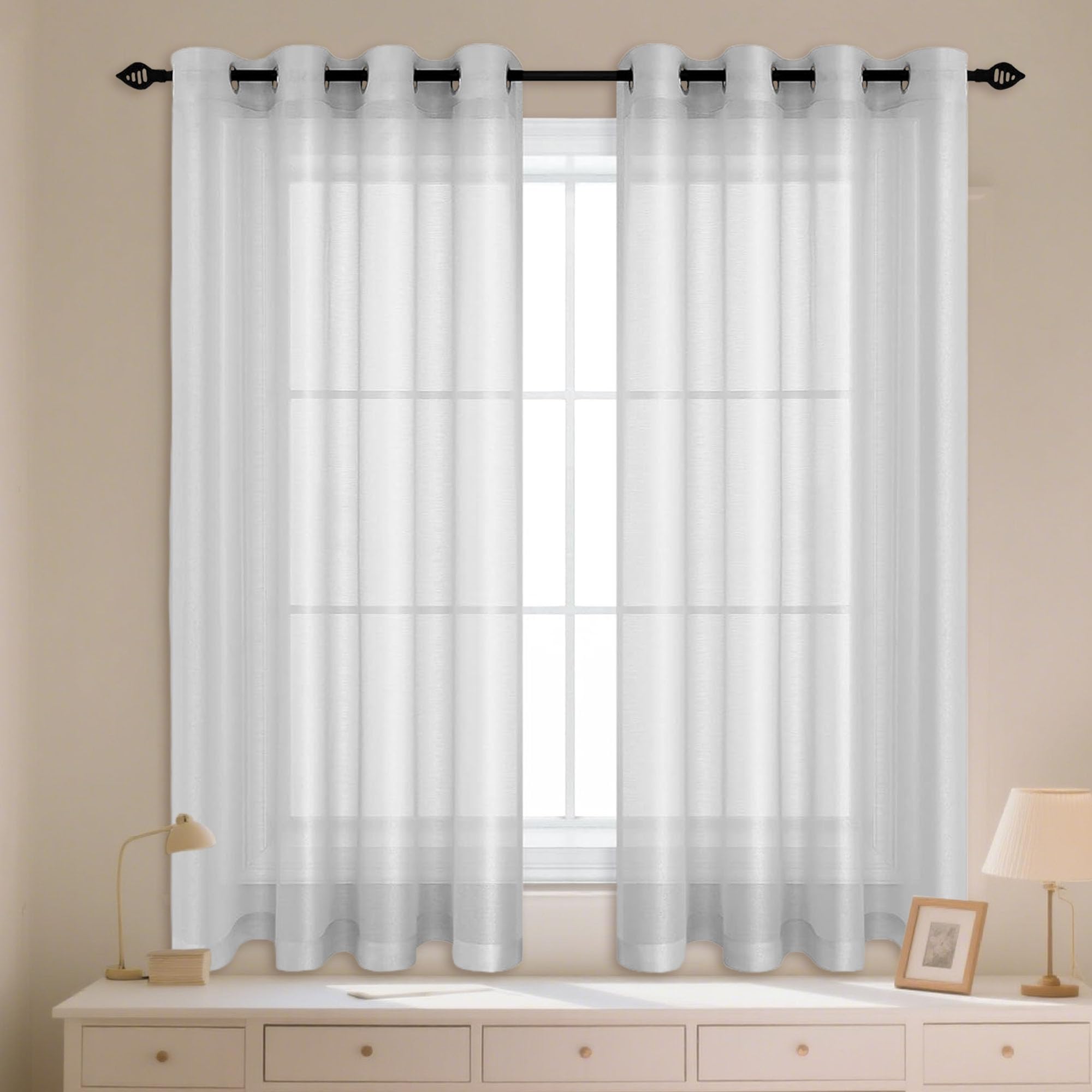 Rideau voilage oeillet 750 x 160 cm anti froid protection chaleur gris clair pour grande fenêtre