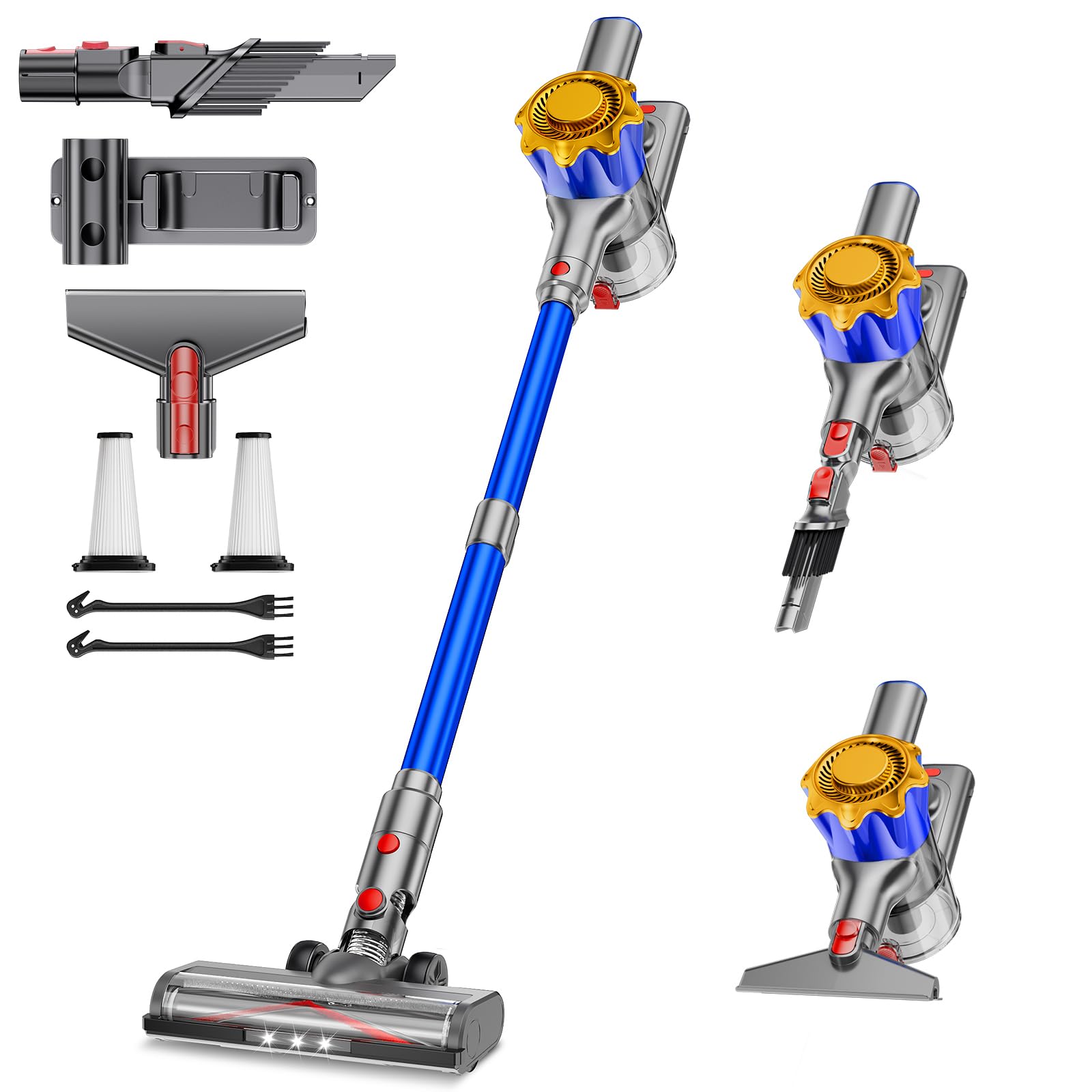 Akku Staubsauger, 40000Pa/450W Staubsauger Kabellos mit Smart Display Bis zu 50 Minuten Laufzeit Cordless Vacuum Cleaner mit Automatikmodus&Anti-Verhedderung-Bürste für Teppich Hartboden und Tierhaare