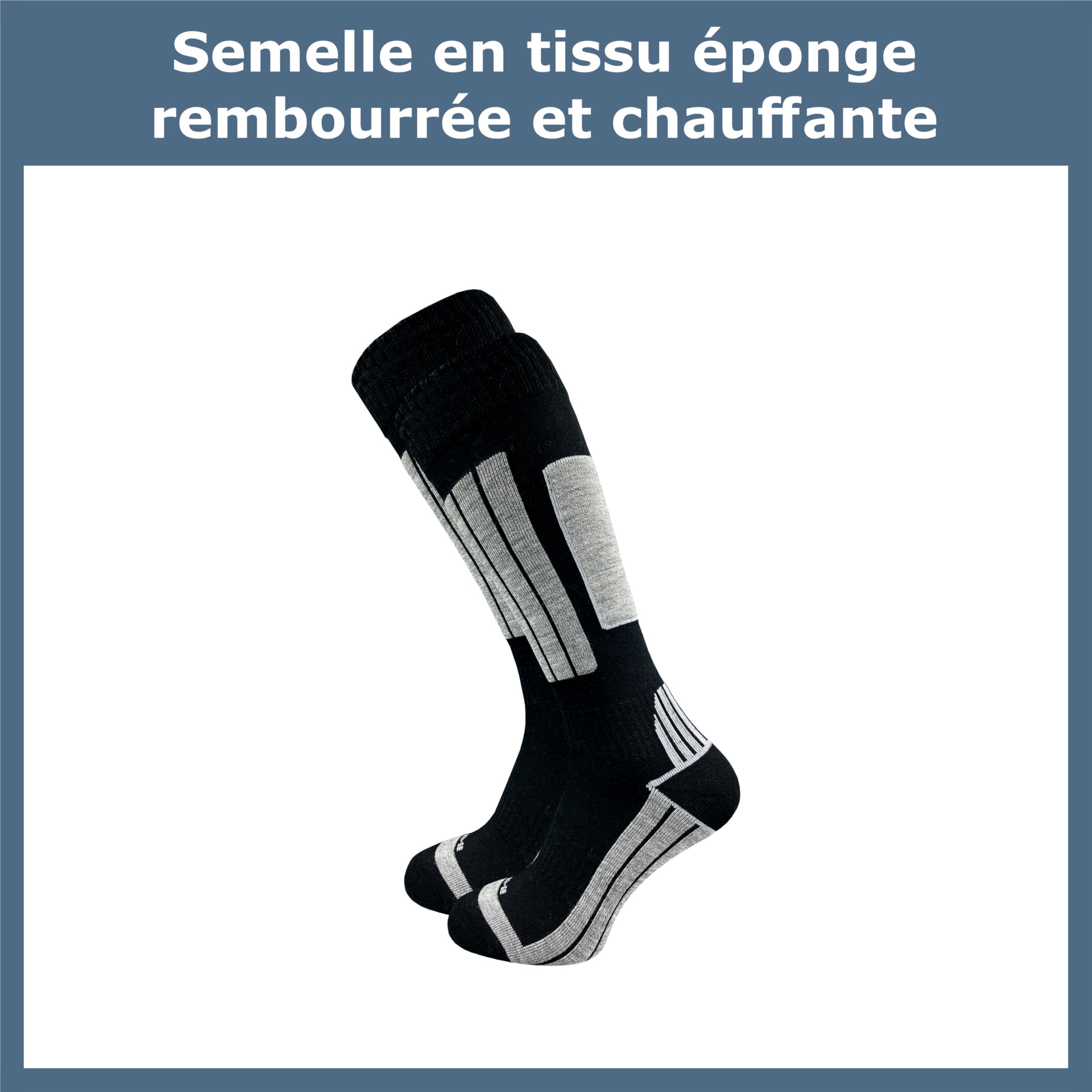 GAWILO Chaussettes de ski femme & homme avec zones rembourrées (4 paires) Chaussettes montantes thermiques pour ski, snowboard & randonnée