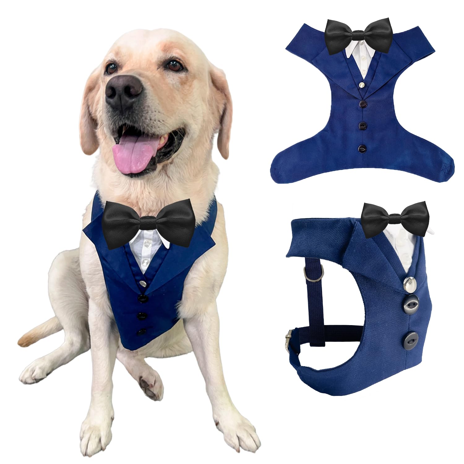 AVERYDAY Dog Tuxedo for Wedding Outfit, Dog Suit and Tie Costumes for Birthday, Halloween, Cosplay, Christmas Party, Pet Formal Wear with Bowtie, Tux for Medium Large Dogs, Bulldog, Labrador, Husky