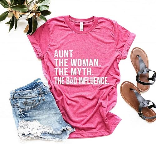 Funny Aunt T-Shirt, Aunt T shirt, Best Auntie Ever Tee, Auntie Tee, Aunt Gift, Gift For Aunt, Aunt The Women The Myth The Bad Influence Shirt