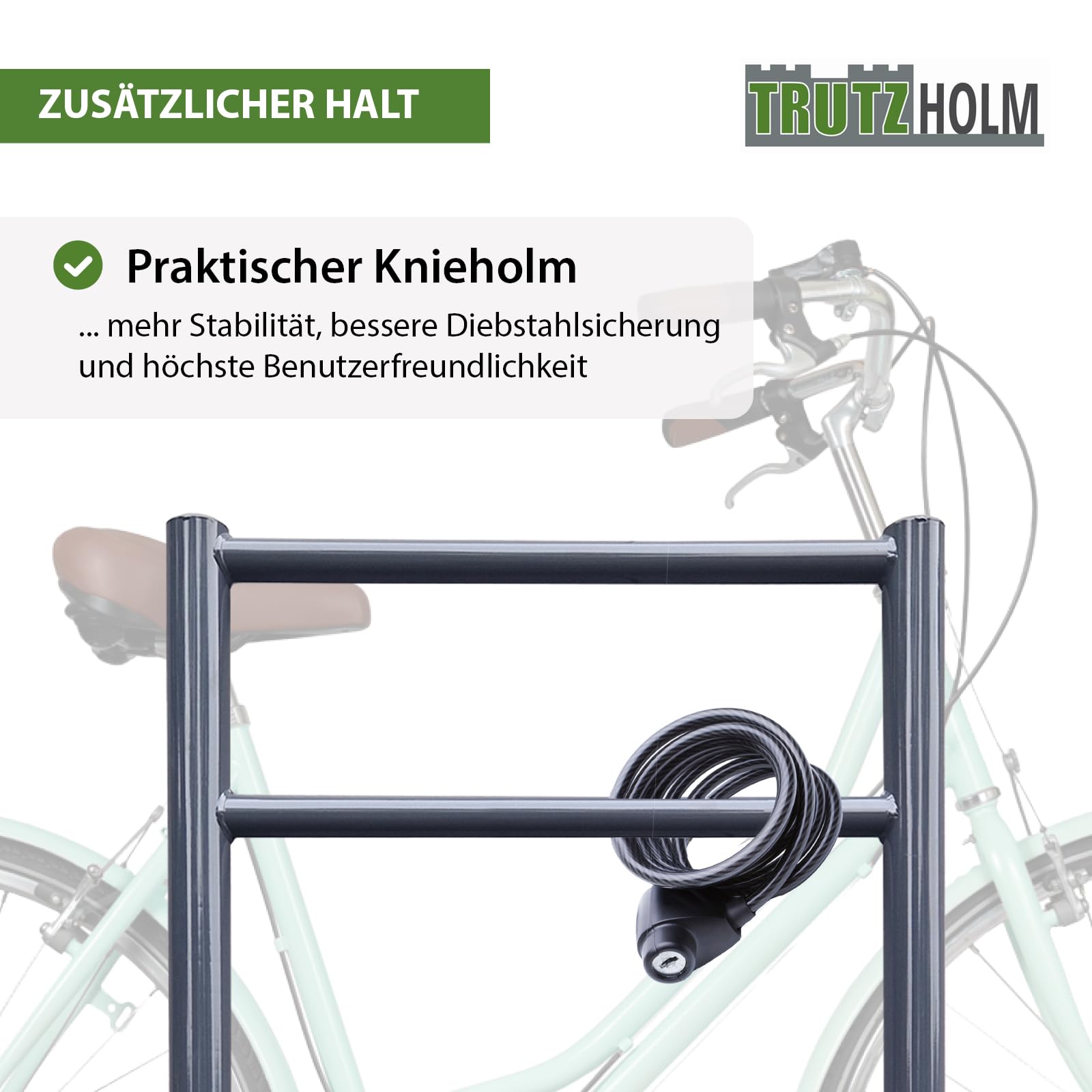 TRUTZHOLM Fahrradanlehnbügel mit Knieholm 115x75 cm Stahl pulverbeschichtet Ø 60 mm Anlehnbügel zum Einbetonieren Fahrradbügel Fahrradständer Parker Diebstahlsicherung Fahrrad Anlehner in Anthrazit