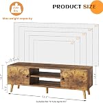 Mexin TV Stand for 55 60 Inch TV, Entertainment Center with Storage, TV Console Bench with 2 Cabinets 4 Cord Holes for Living Room Bedroom - Rustic Brown
