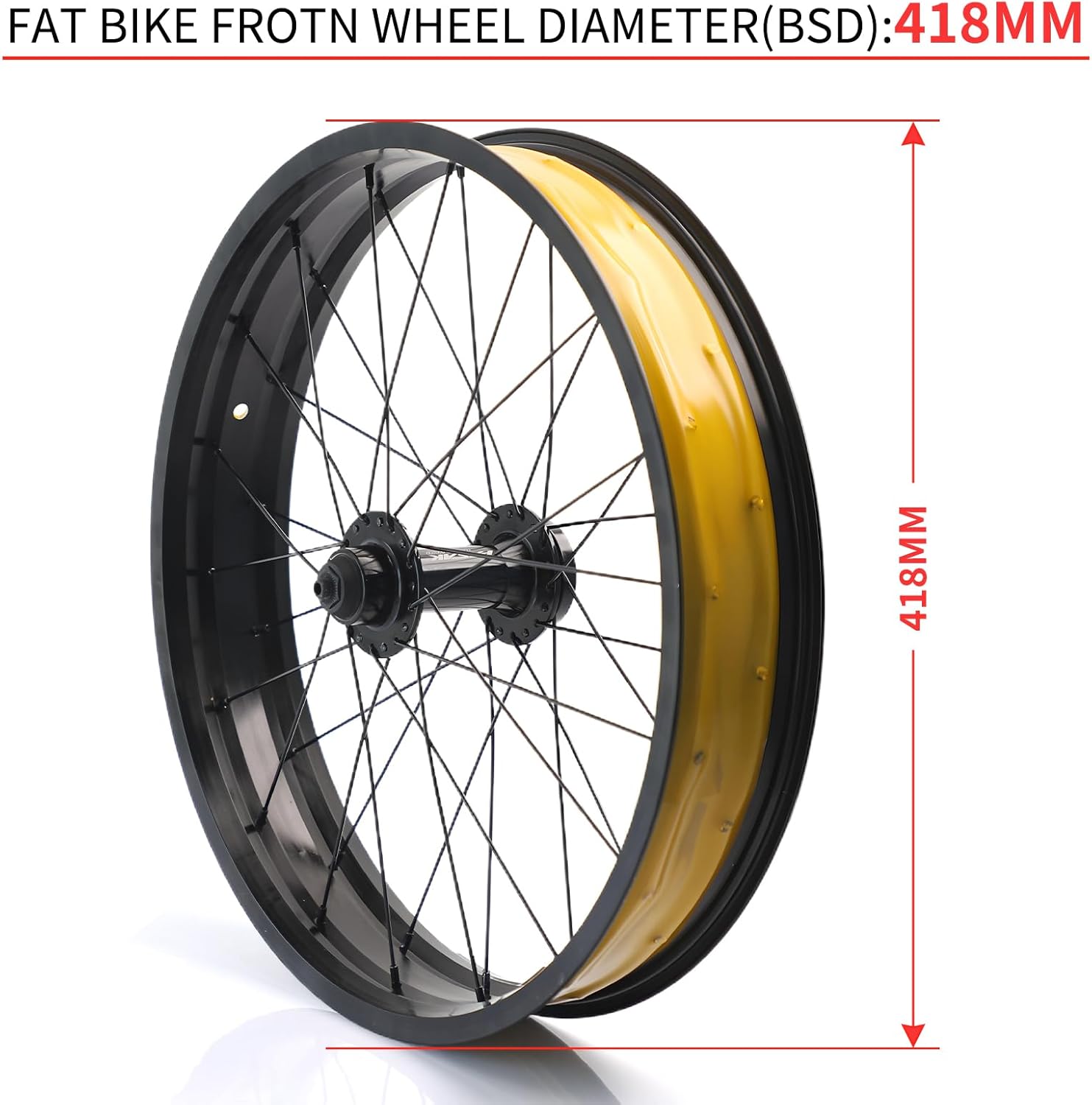 20" Snow Bike Front Wheel 20in X4.0 Fat Bicycles Wheel Quick Release 9x135mm Aluminum Alloy 36H 6 Bolts Disc Brake Hub for E-Bikes/Wide Tire/Beach Bikes(20in)