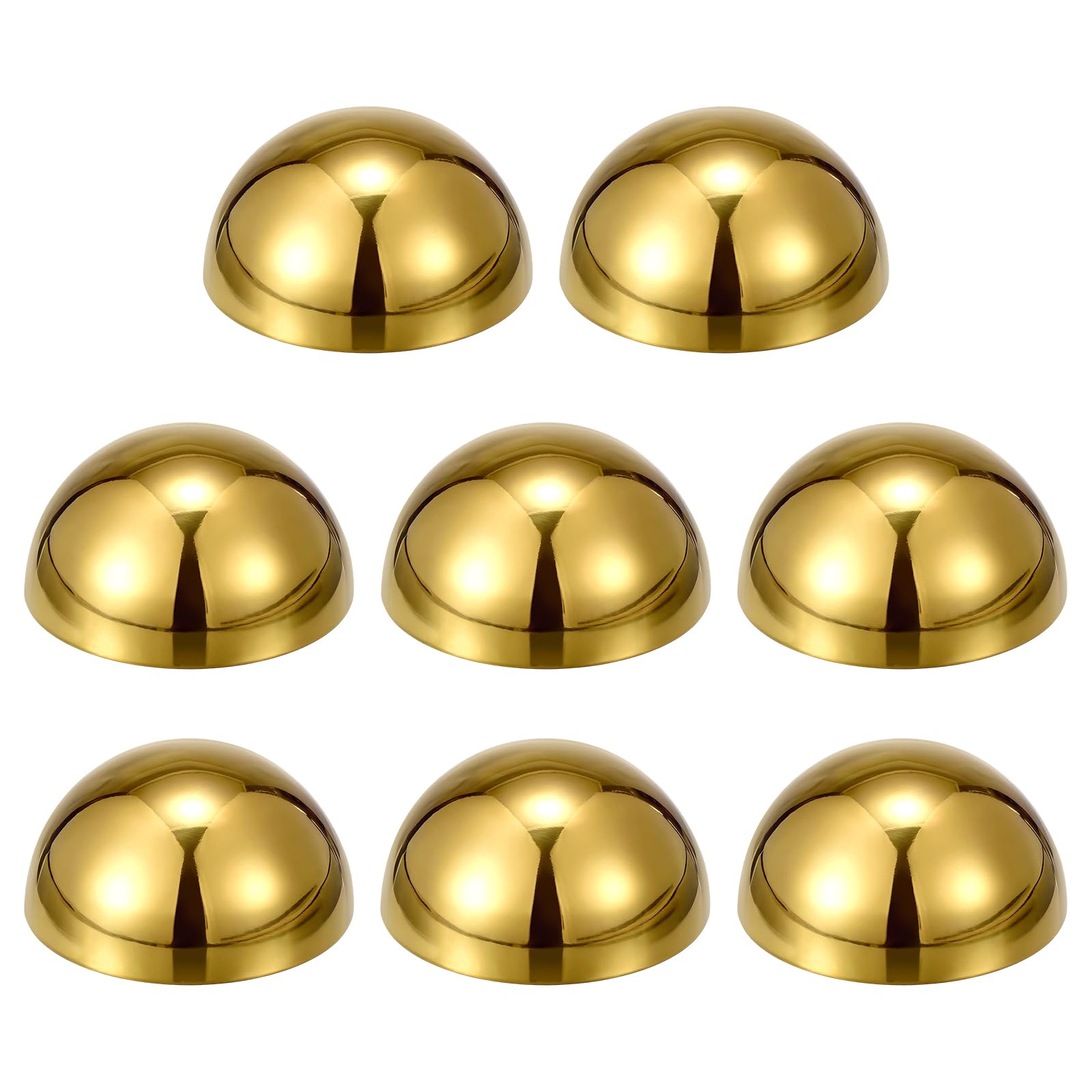 sourcing map 8pcs Stainless Steel Gazing Sphere, 0.8Inch 19mm Hollow Mirror Polished Hemisphere Wall Decor Semi Ball Reflective Outdoor Ornament for Garden Gate Stair Handrails, Golden