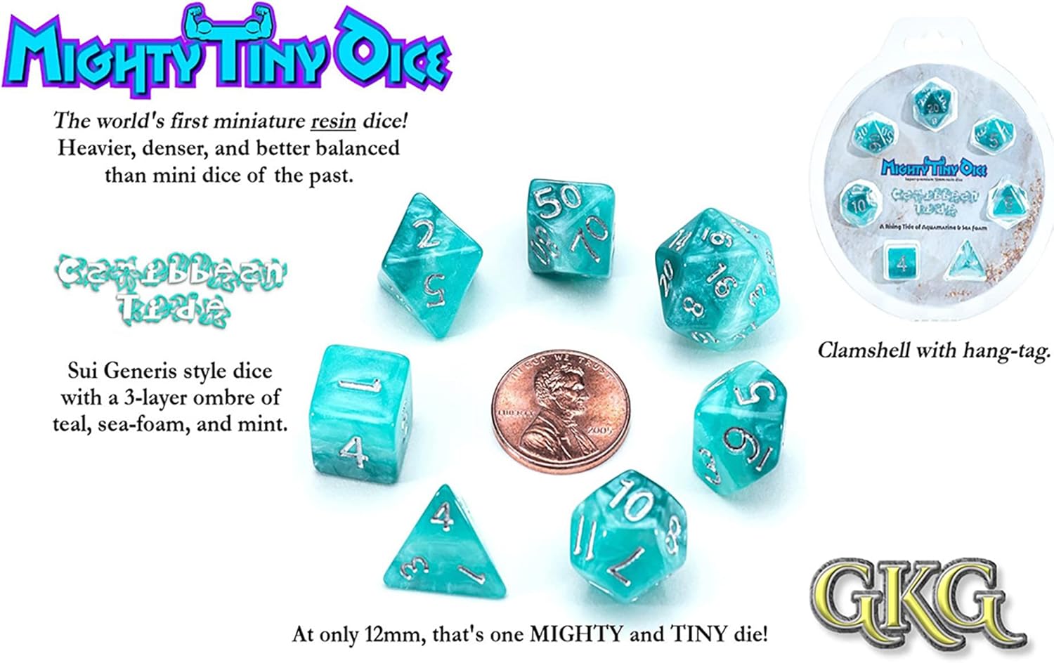 Buy Mighty Tiny Dice Caribbean Tide Dice Set 7 Piece Roleplaying