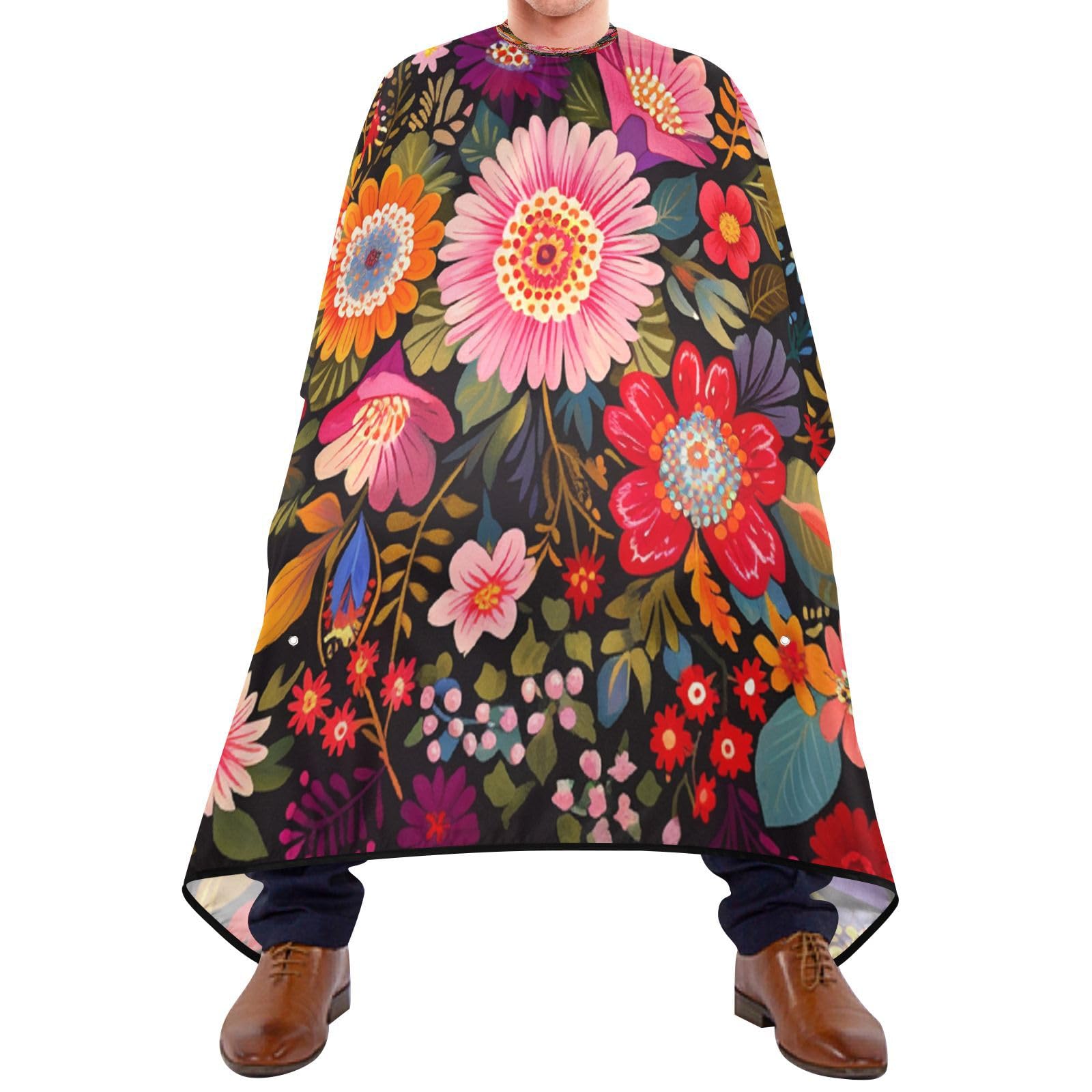 Kigai Colorful Flowers Hair Cutting Cape for Men & Women Waterproof Barber Cape Professional Hairdressing Salon Styling Apron with Adjustable Closure Snap