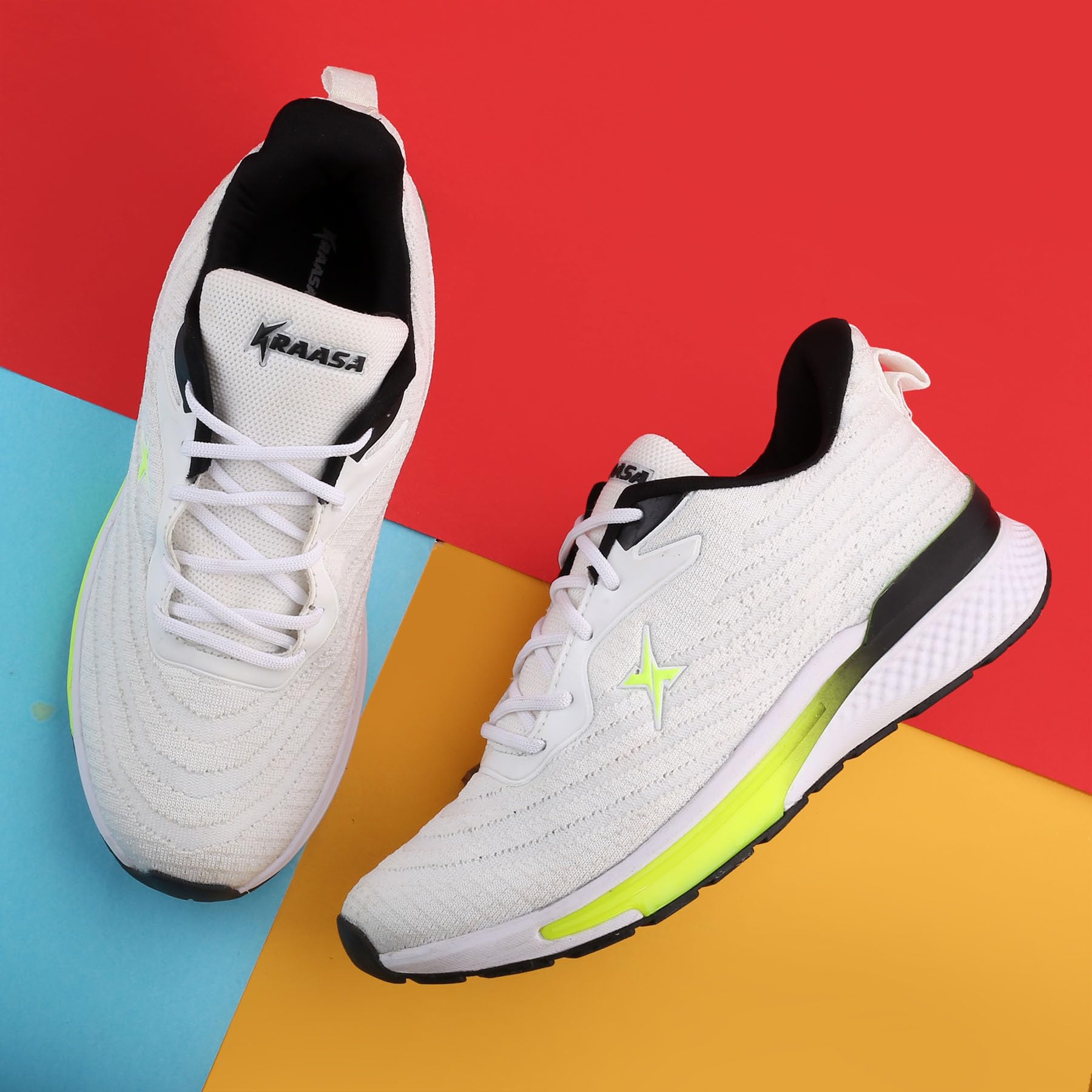 Kraasa Zapatillas de correr para hombre | Plantilla de EVA acolchada suave | Zapatos para caminar y gimnasio para hombre, White1, 10 UK