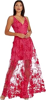 Women's Embellished Plunging Gown Sleeveless Floral Long Dress - Buy now