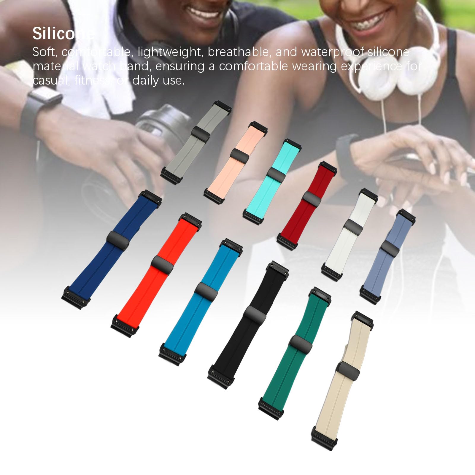 Confezione da 12 cinturini per orologio in silicone, cinturino morbido per orologio da 22 mm, cinturino sportivo di ricambio per smartwatch con chiusura magnetica, cinturino