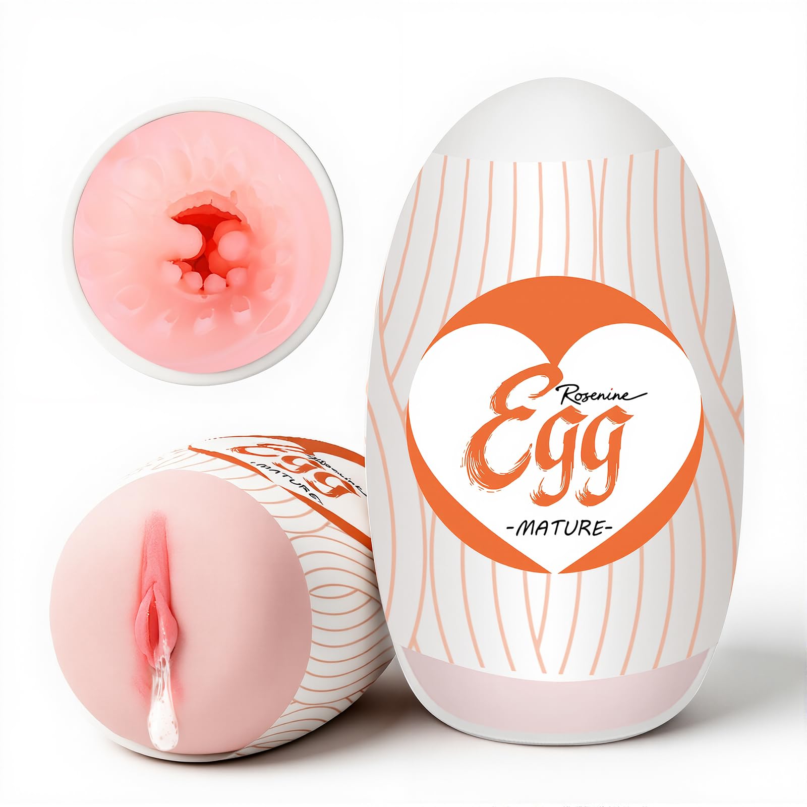 Egg Male Masturbators for Penis Training,Textured Stroker Pocket Pussy Stretchable Stimulator Sleeve with Strong Suction, Realistic Portable Anal Sex Toys for Men（Virgin Vagina）