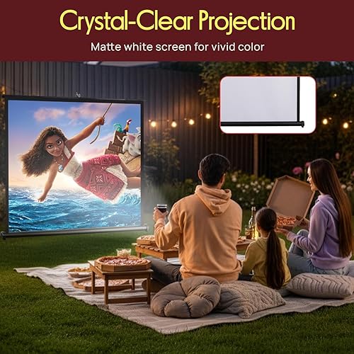 Miniatura 5 de Pyle pantalla para proyector de 50 pulgadas, portátil, de pie en el piso, plegable, enrollable, trípode manual, pantalla móvil para películas, cine