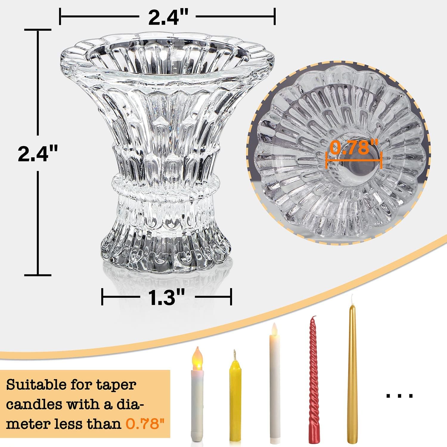 Candlestick Holders, 12PCS Glass Candle Holders Taper Candle Holders Bulk , Candle Holders for Table Centerpiece Candlesticks Wedding Christmas Party Gift : Home & Kitchen