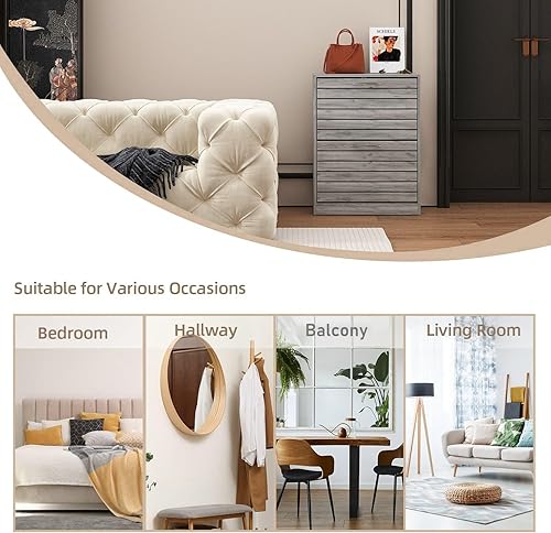 Miniatura 7 de FAMAPY Moderno zapatero con 2 cajones abatibles, gabinete de almacenamiento independiente de zapatos, diseño de obturador, organizador de